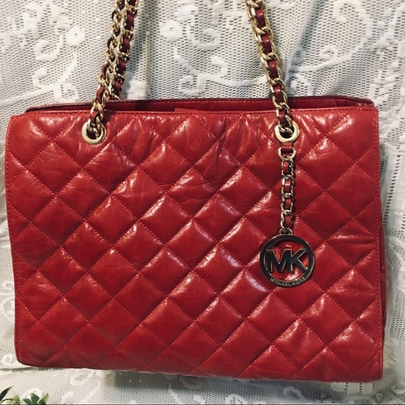 Michael Kors Susannah Dk Red LG Leather Tote bag - Picture 3 of 8